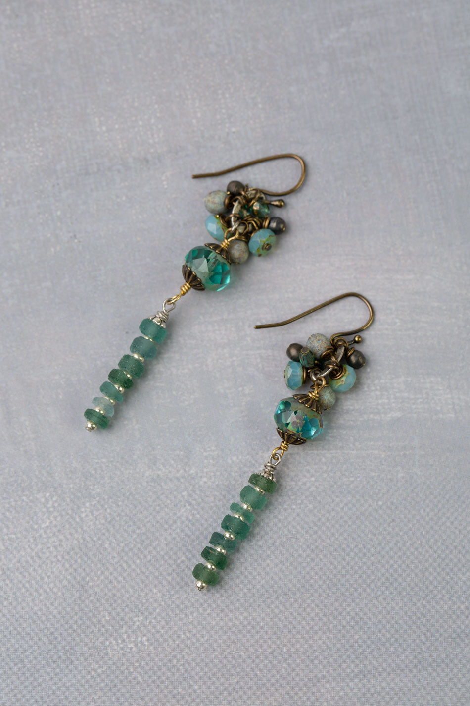 Venetian Dreams Roman Glass With Czech Glass Dangle Earrings