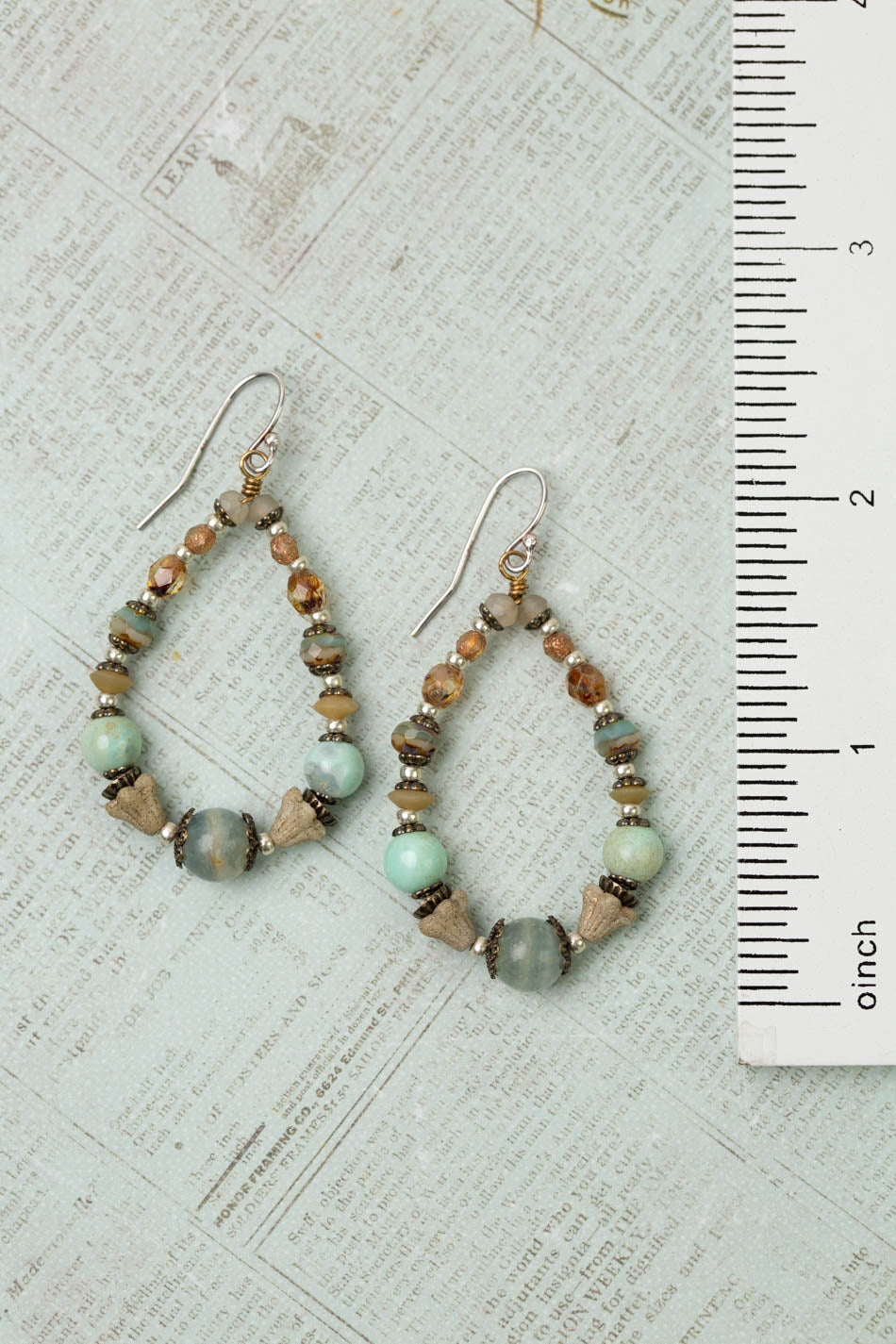 Wisdom Within Calcite, Faceted Czech Glass, Blue Calcite Hoop Earrings