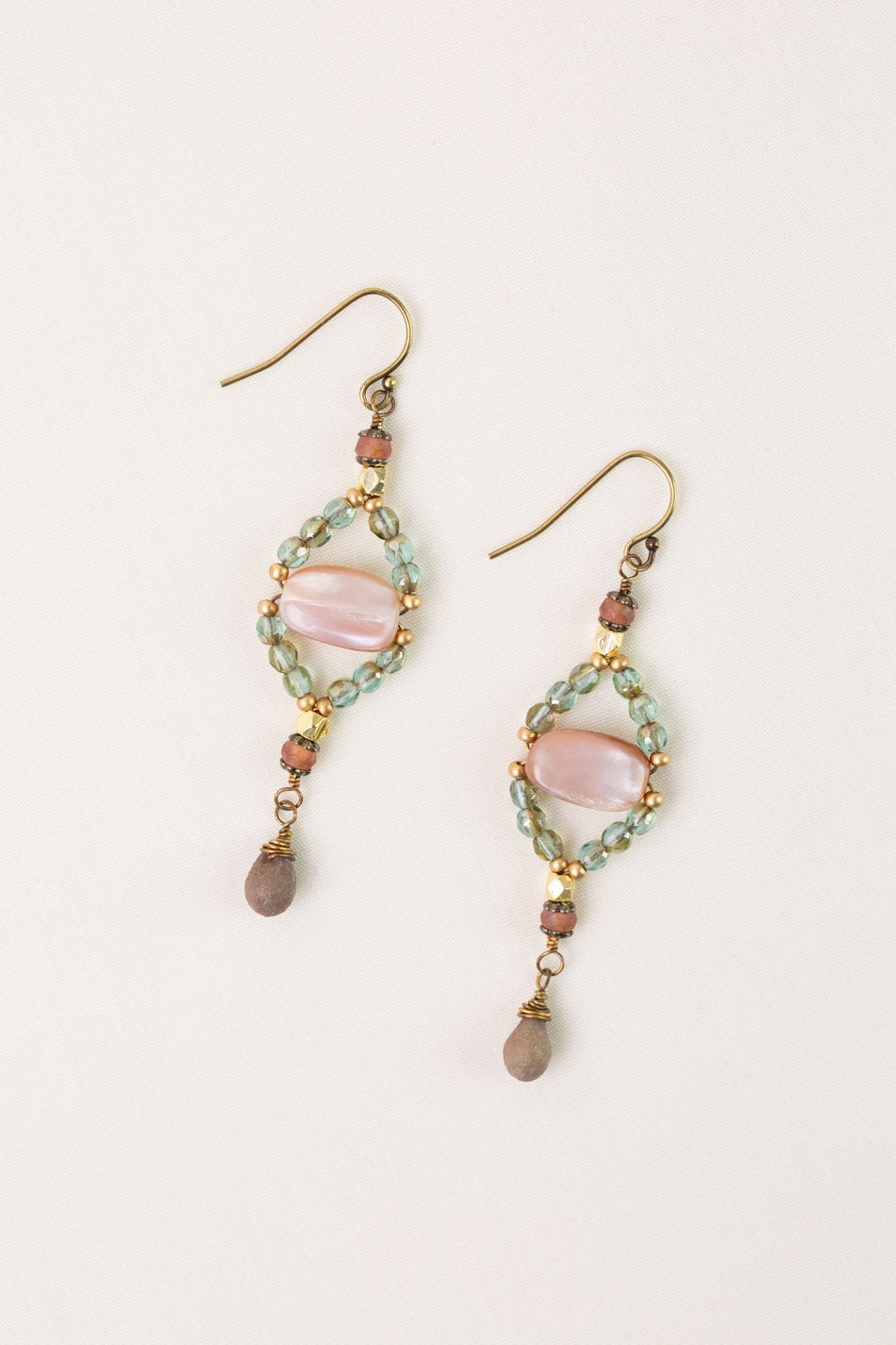 Wildflower Czech Glass With Abalone Shell Statement Earrings
