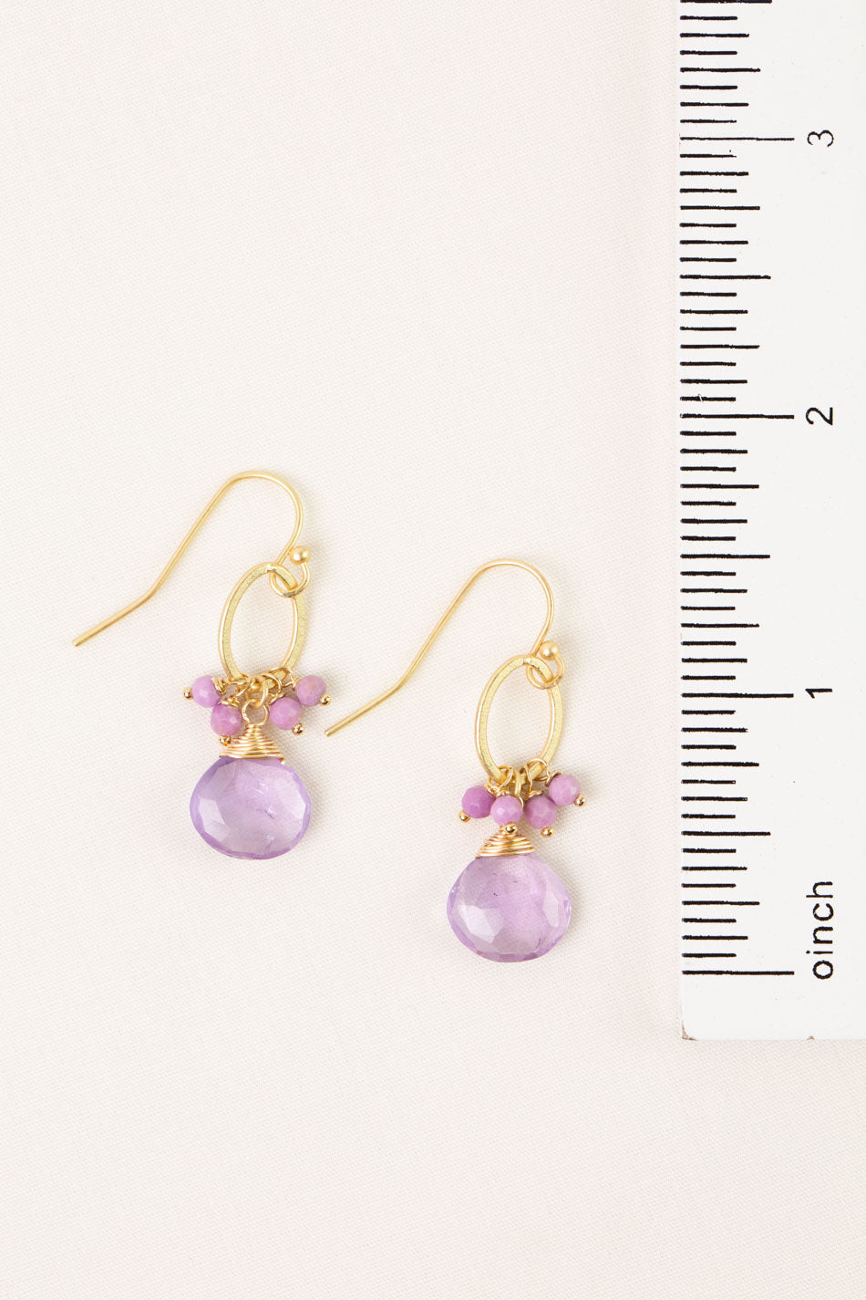 Wildflower Phosphosiderite With Amethyst Cluster Earrings