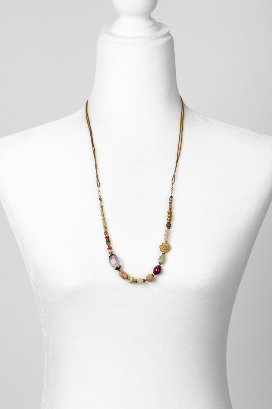 Wildflower 27.5-29.5" Czech Glass, Amethyst, Crystal Collage Necklace
