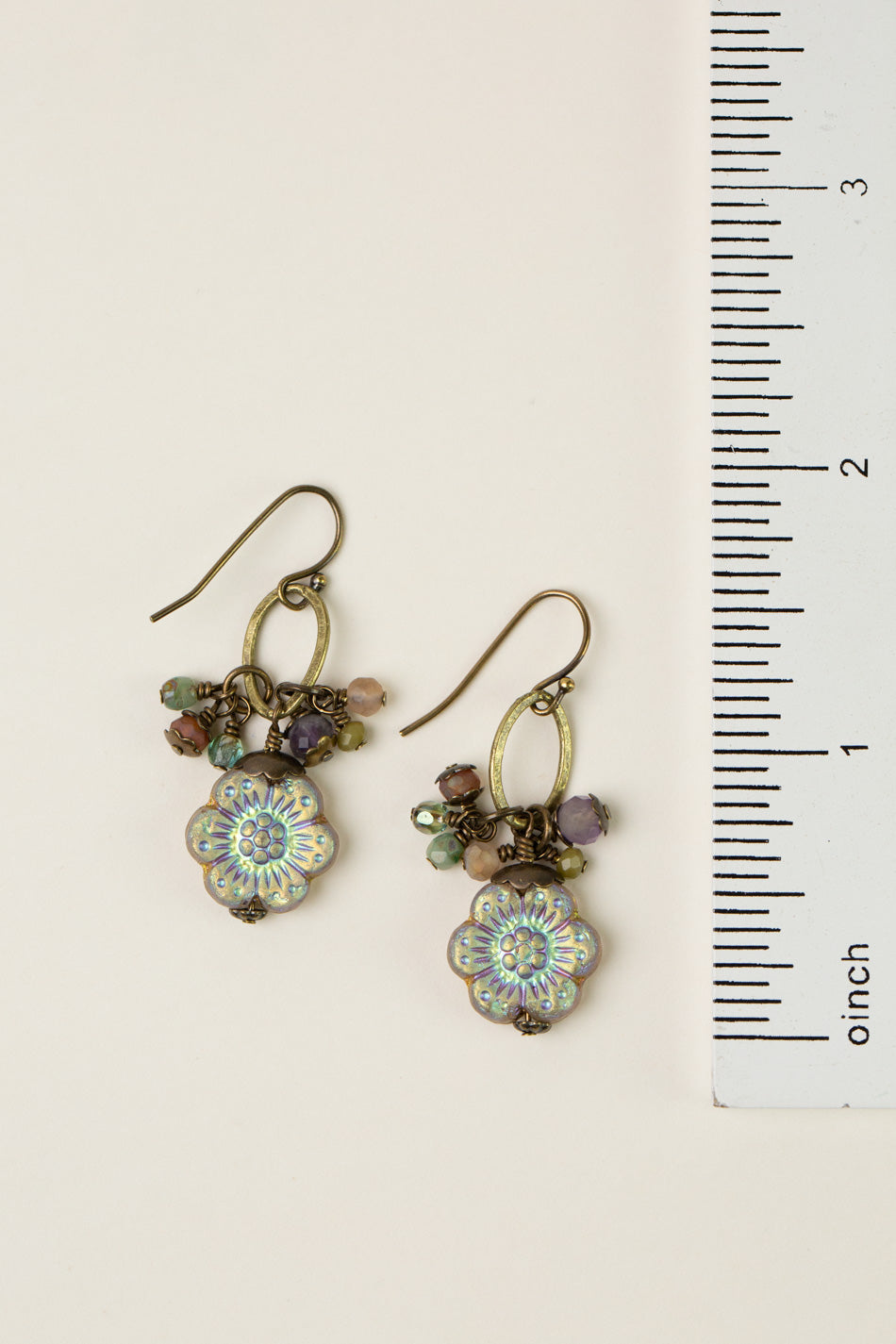 Wildflower Czech Glass, Crystal Cluster Earrings