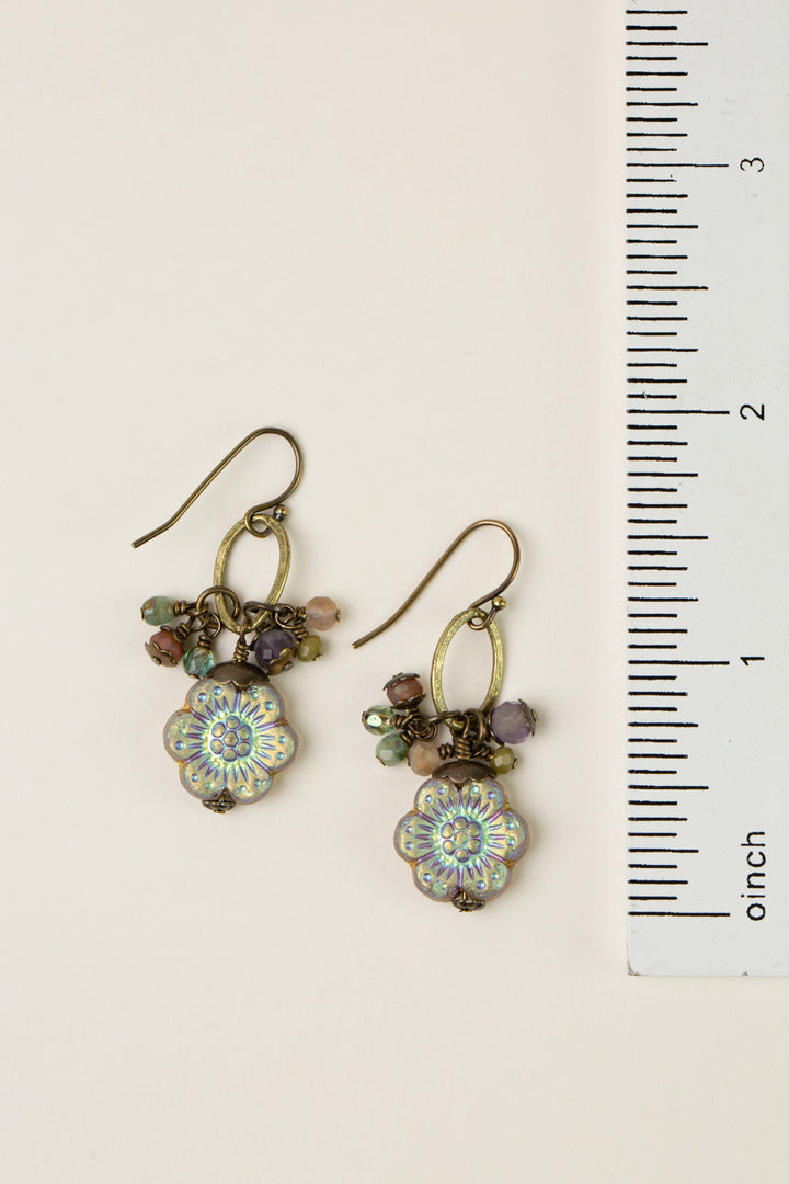 Wildflower Czech Glass, Crystal Cluster Earrings