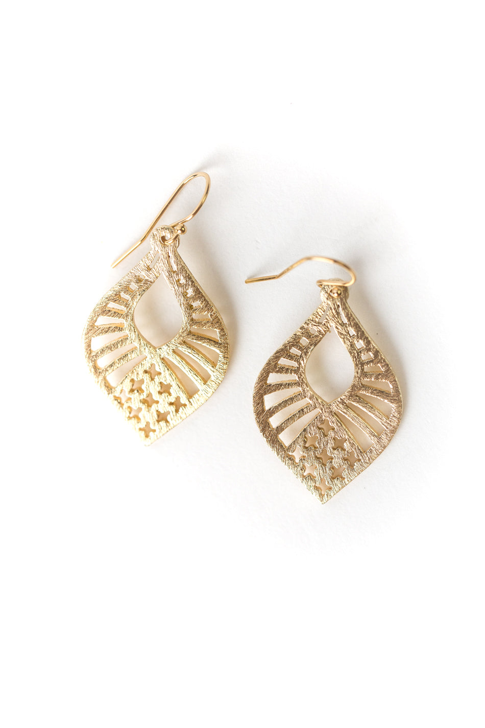 Brushed Gold Radial Crisscross Earrings
