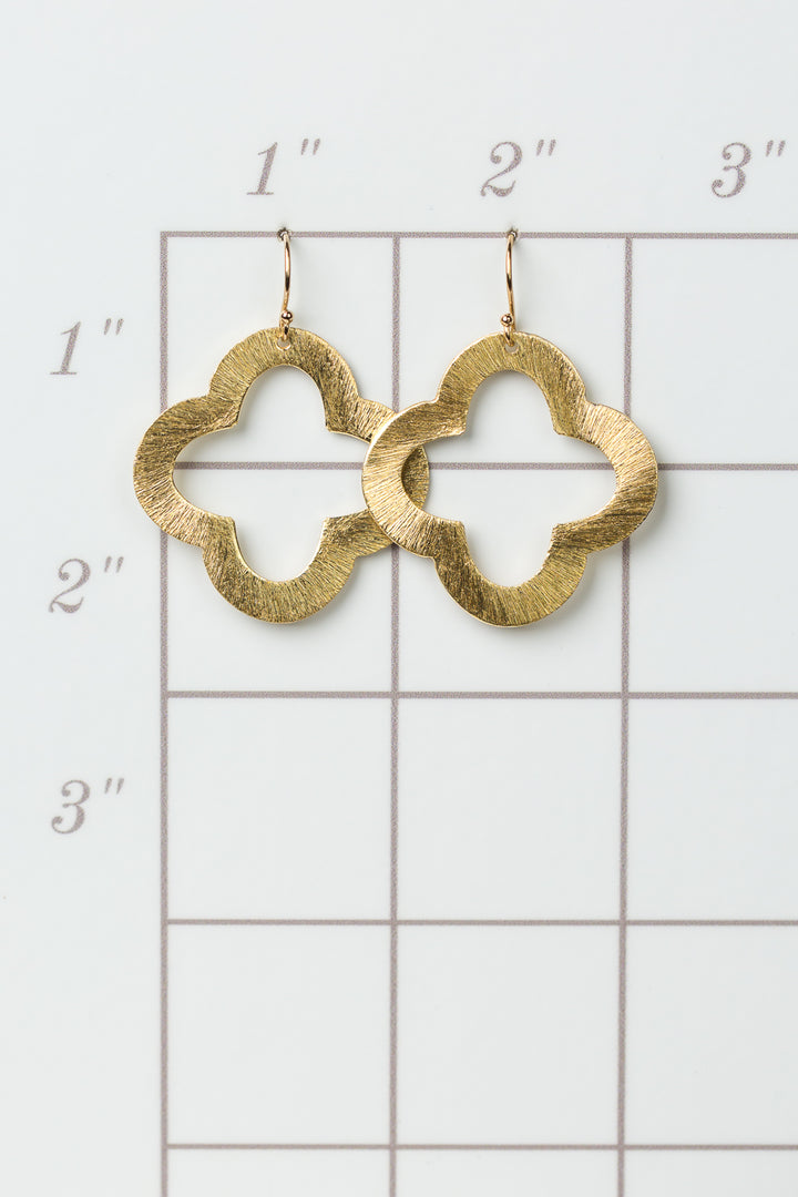 Brushed Gold Medium Clover Earrings