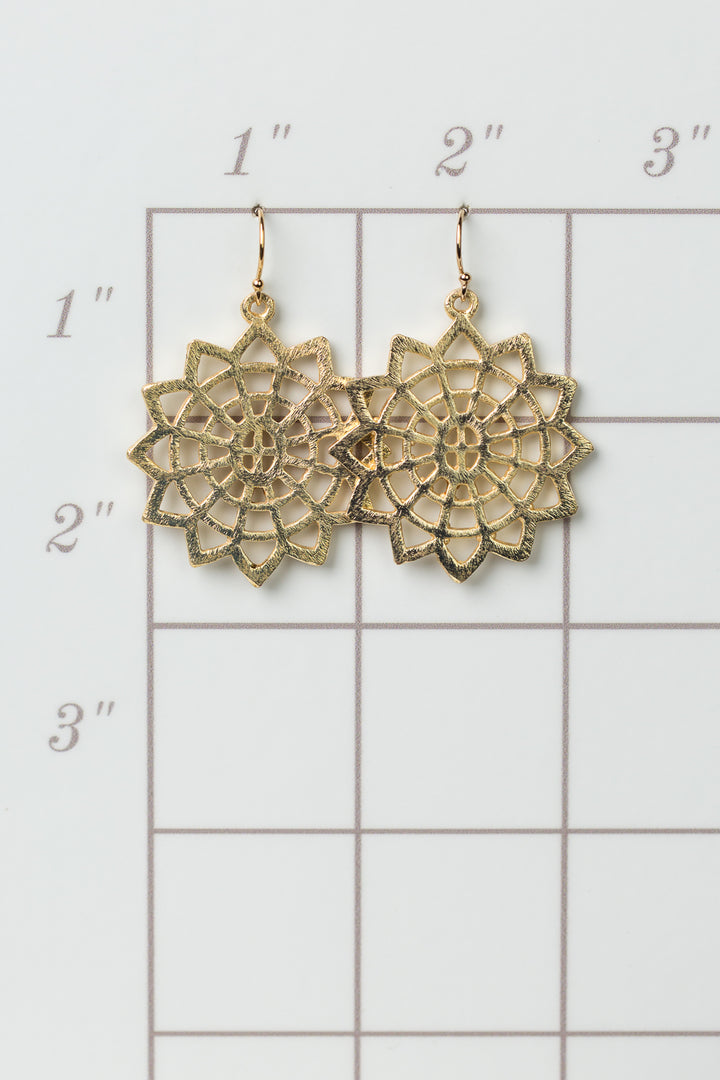 Brushed Gold Sunburst Earrings