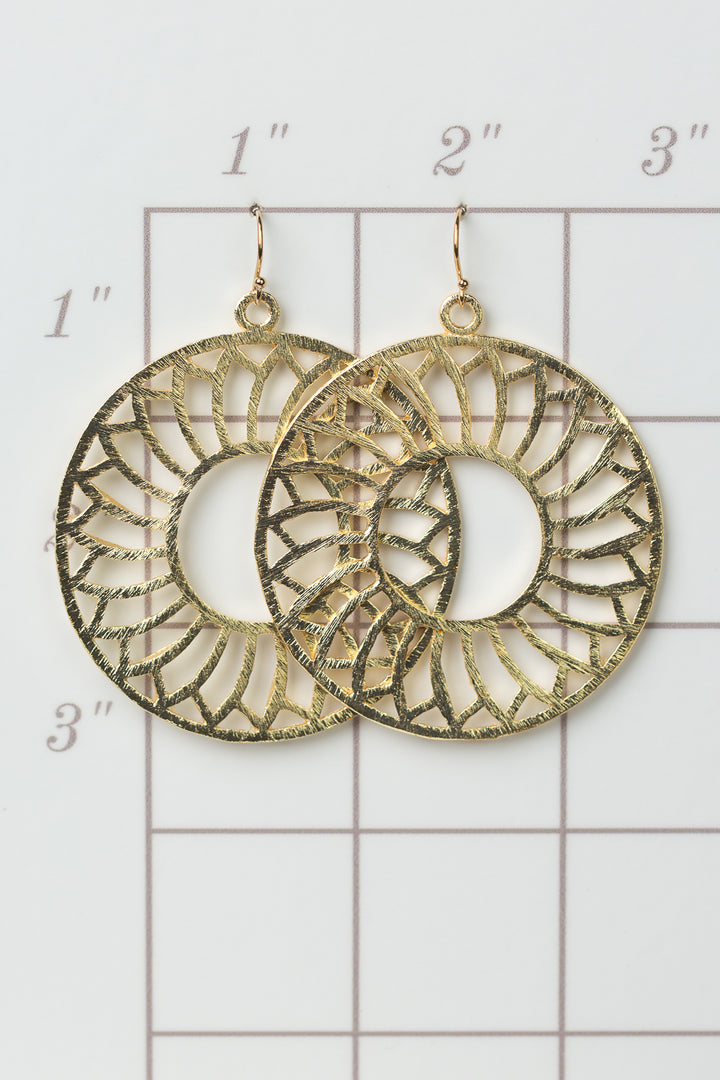 Brushed Gold Large Roulette Curve Earrings