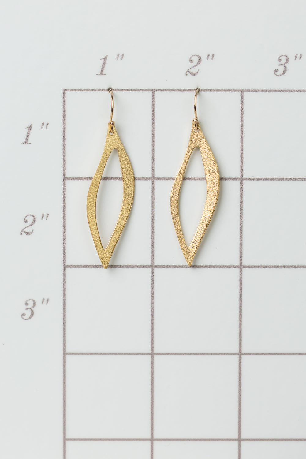Brushed Gold Wavy Marquis Frame Earrings