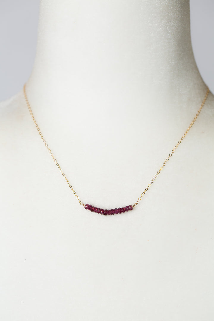 Birthstone 16-18" January Gold Garnet Bar Necklace