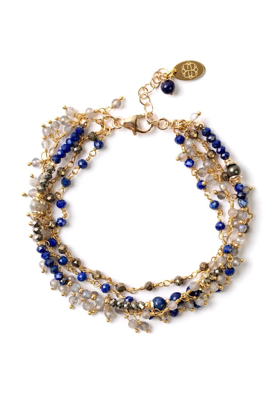 Blue Moon 7.5-8.5" Lapis Labradorite Pyrite Multistrand Bracelet