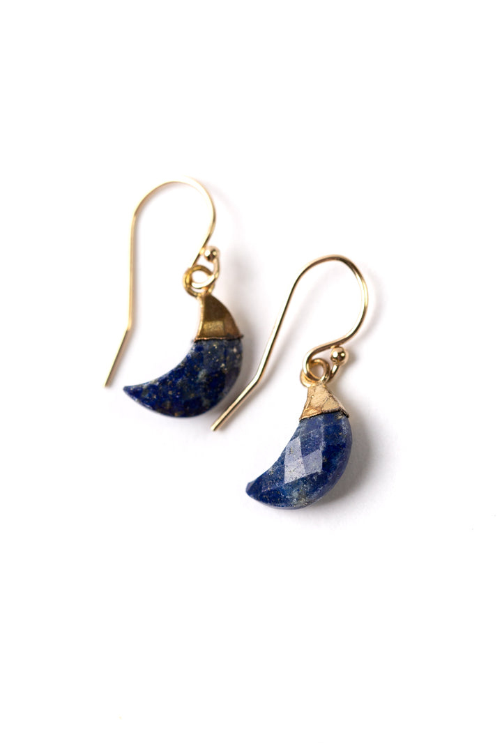 Blue Moon Lapis Moon Simple Earrings