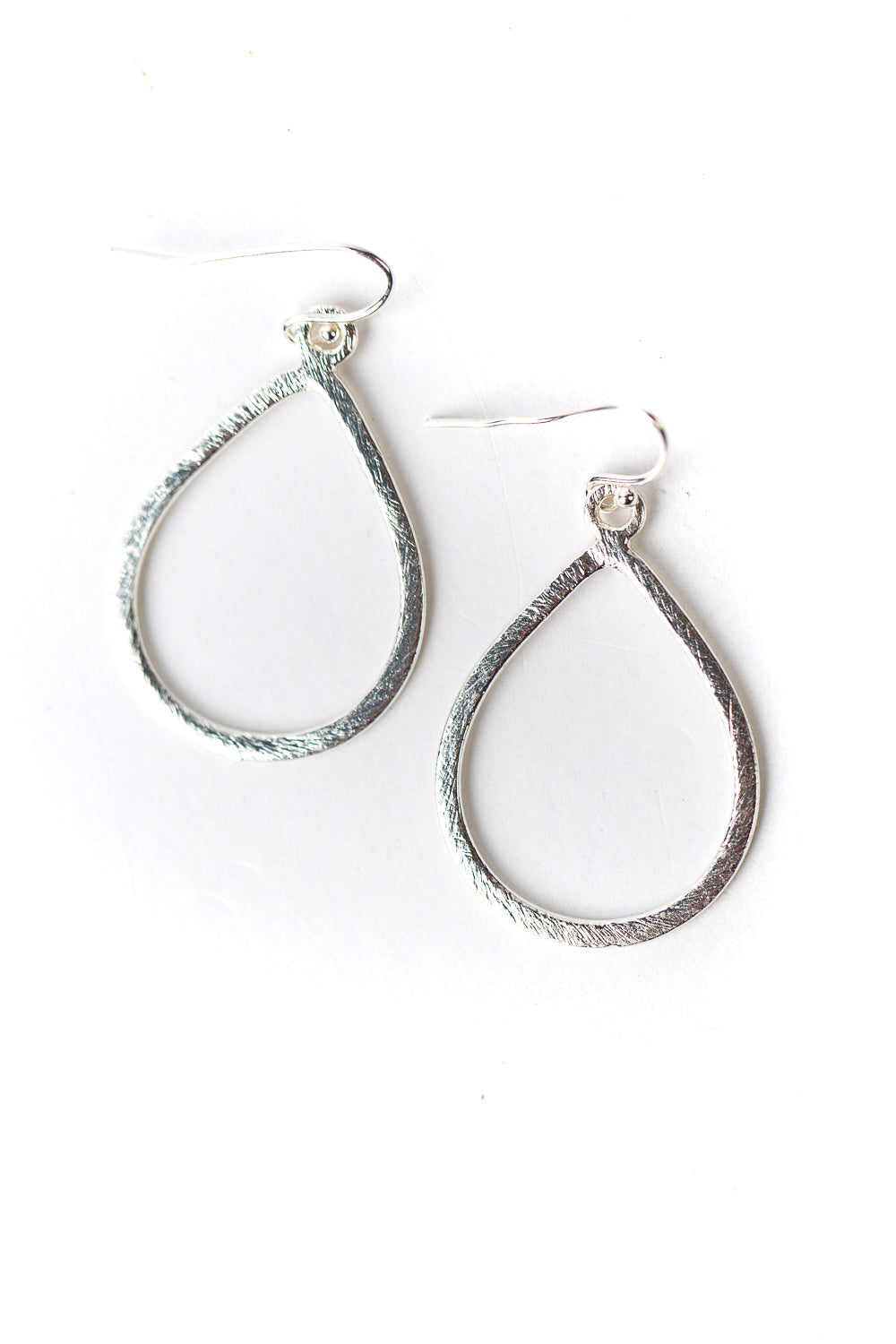 Brushed Silver Teardrop Earrings