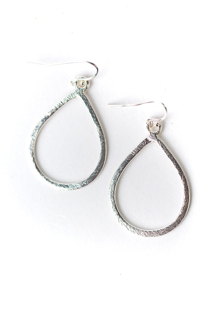 Brushed Silver Teardrop Earrings