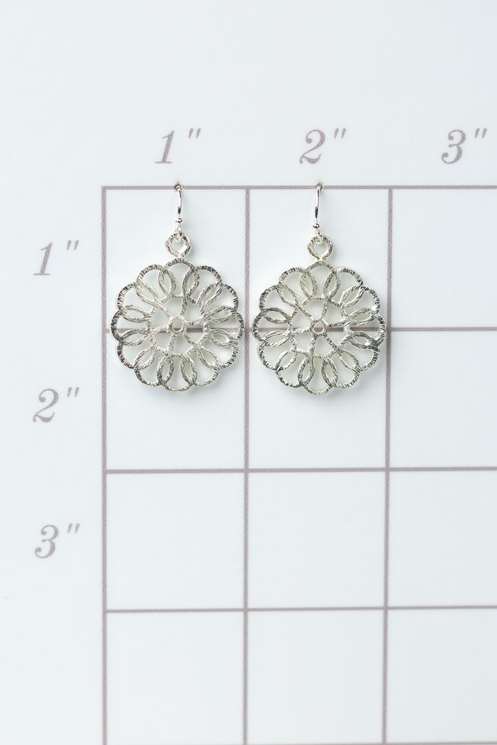 Brushed Silver Detailed Hoop Earrings