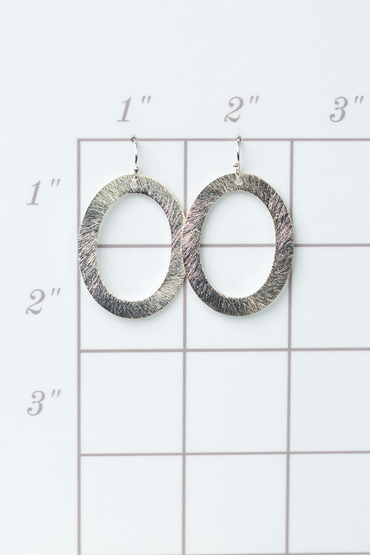 Brushed Silver Hoop Frame Simple Earrings