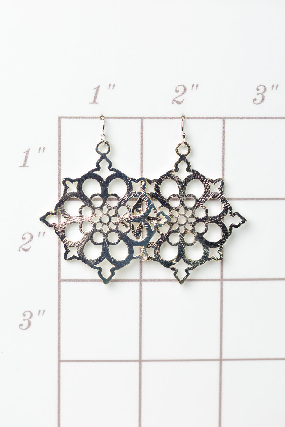 Brushed Silver Mandala Statement Earrings