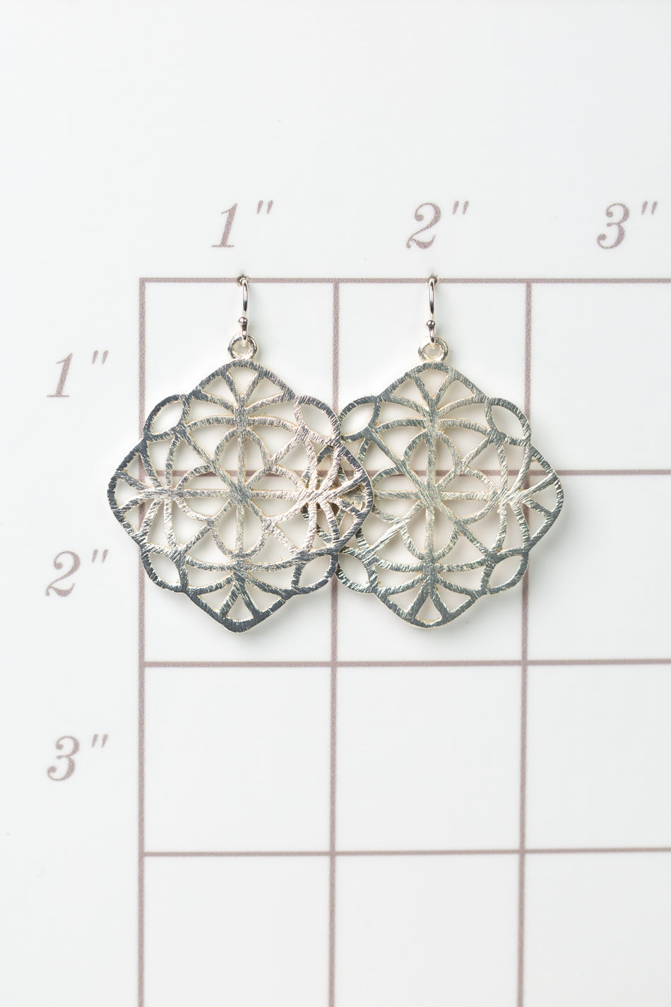 Brushed Silver Geometric Statement Earrings