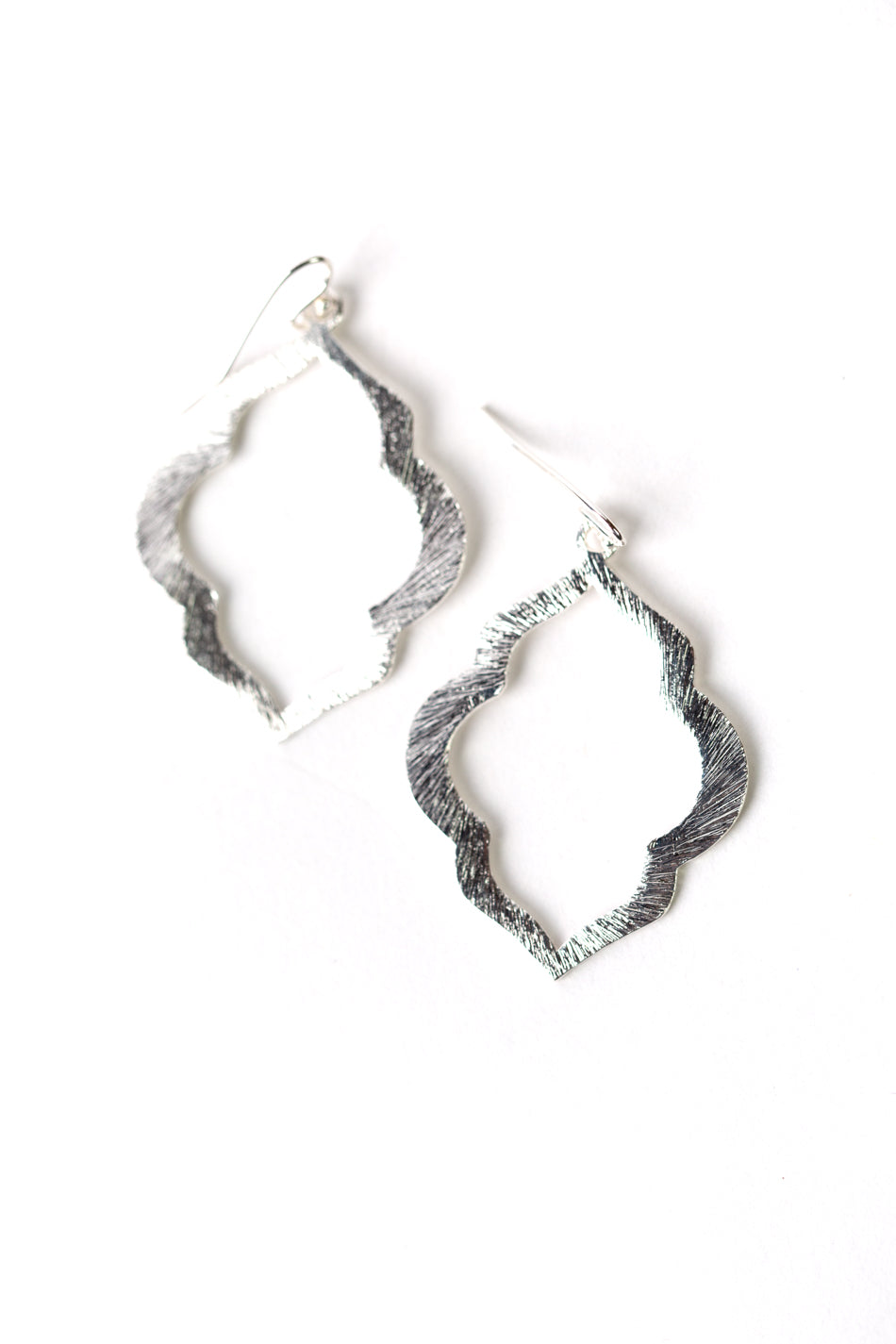 Brushed Silver Quatrefoil Earrings