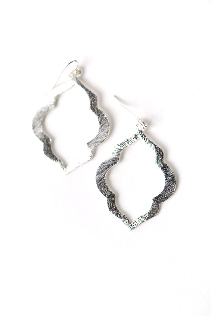 Brushed Silver Quatrefoil Earrings