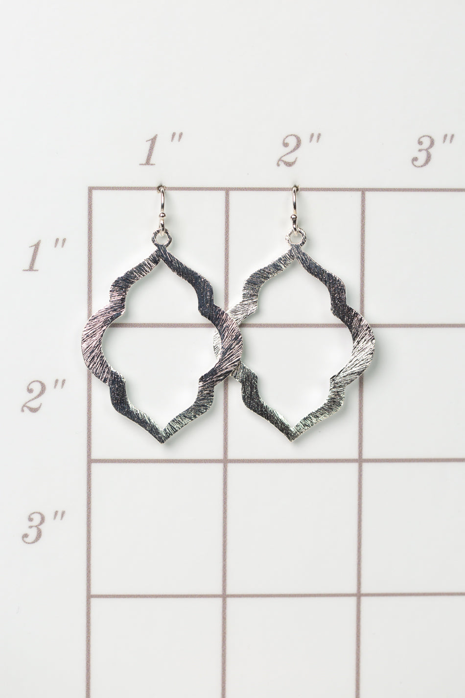 Brushed Silver Quatrefoil Earrings