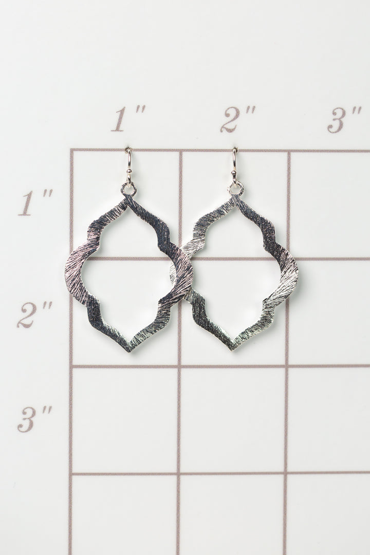 Brushed Silver Quatrefoil Earrings