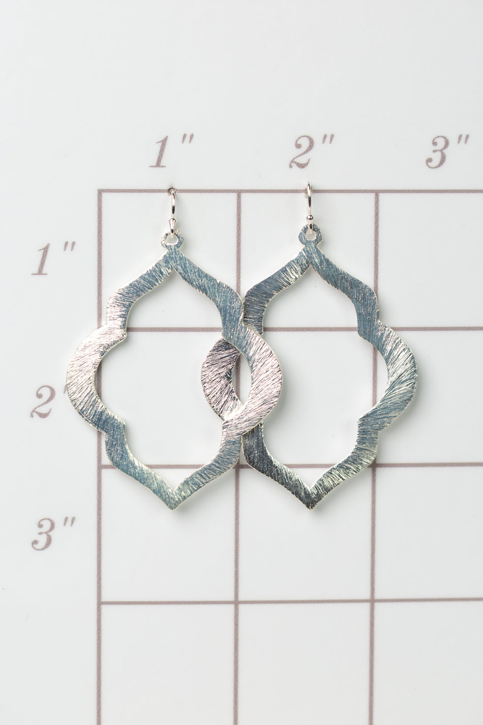 Brushed Silver Oblong Statement Earrings