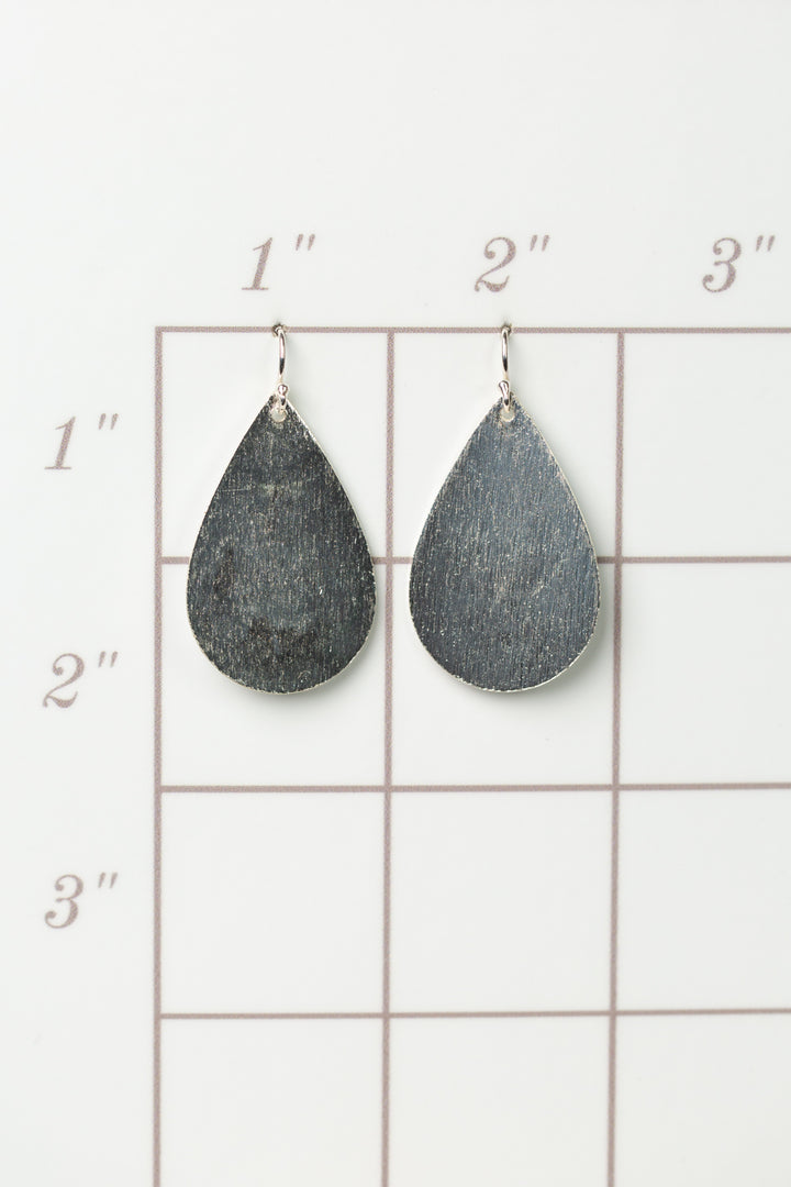 Brushed Silver Teardrop Statement Earrings