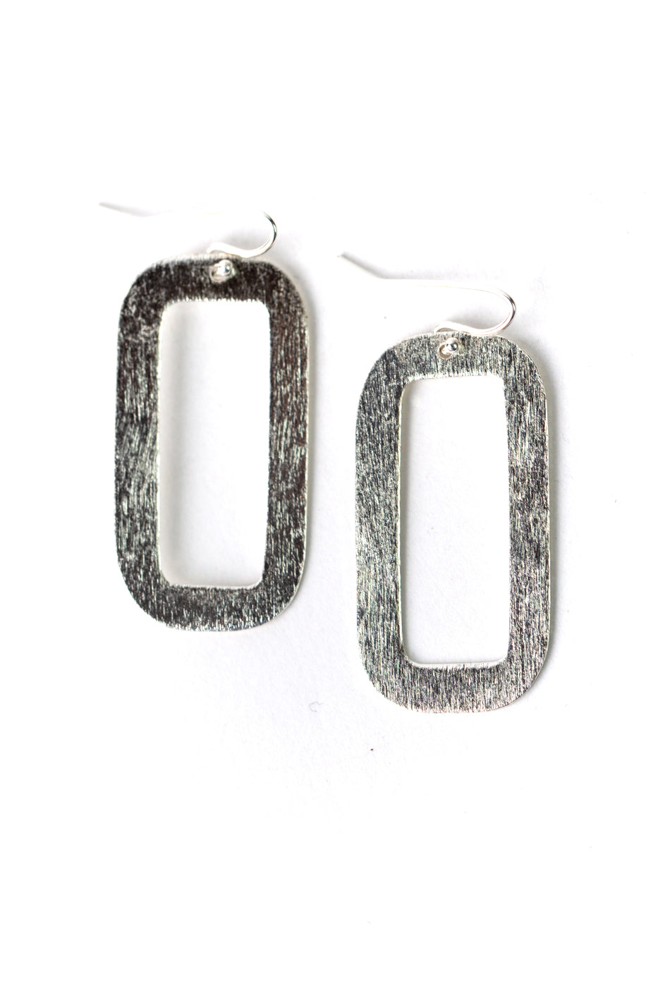 Brushed Silver Frames Statement Earrings