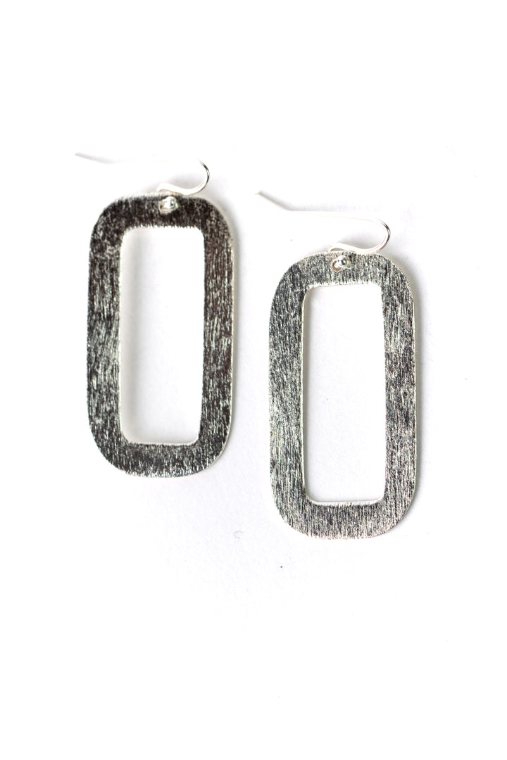 Brushed Silver Frames Statement Earrings