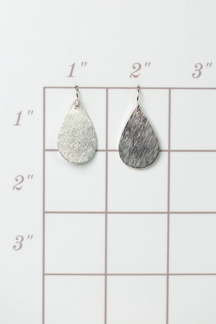 Brushed Silver Teardrop Earrings
