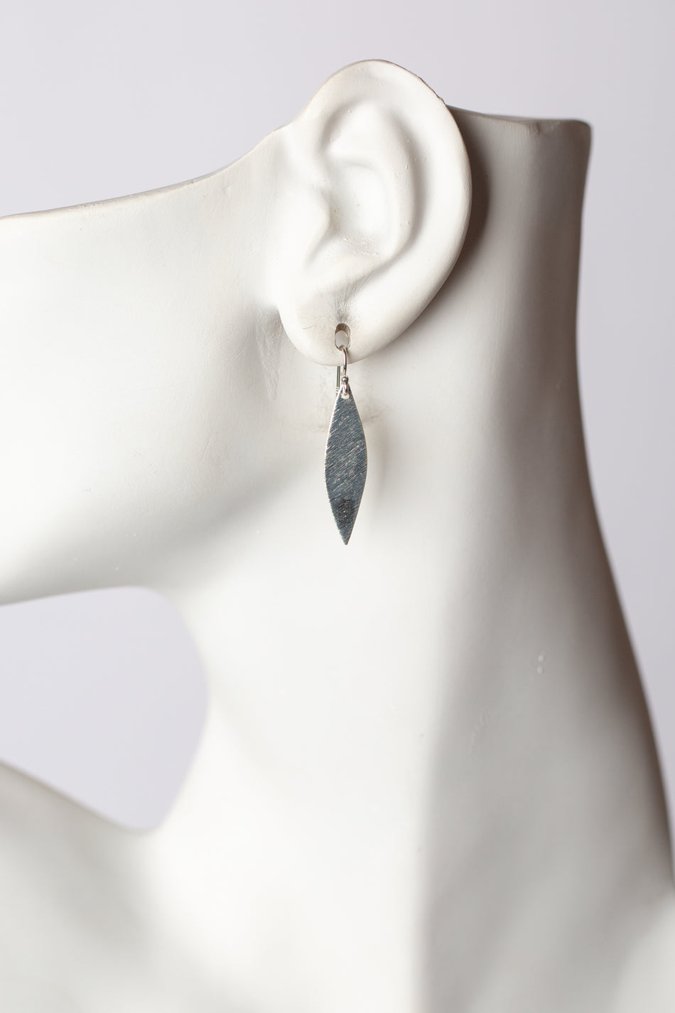 Brushed Silver Marquis Statement Earrings