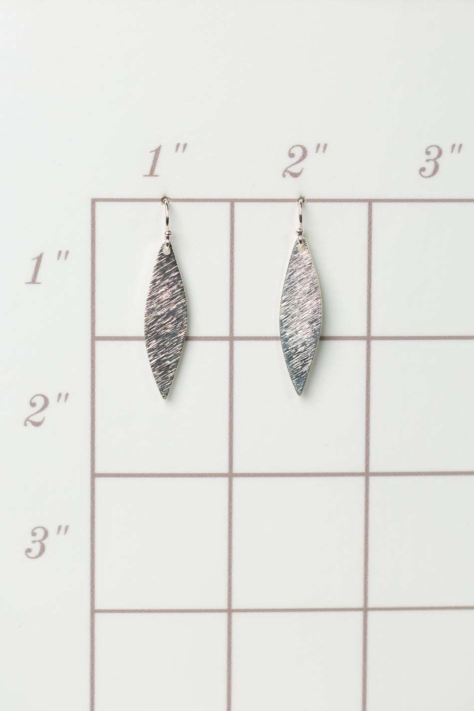 Brushed Silver Marquis Statement Earrings