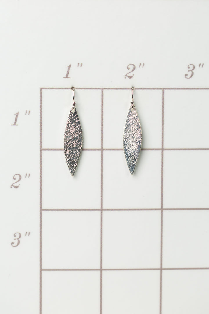 Brushed Silver Marquis Statement Earrings