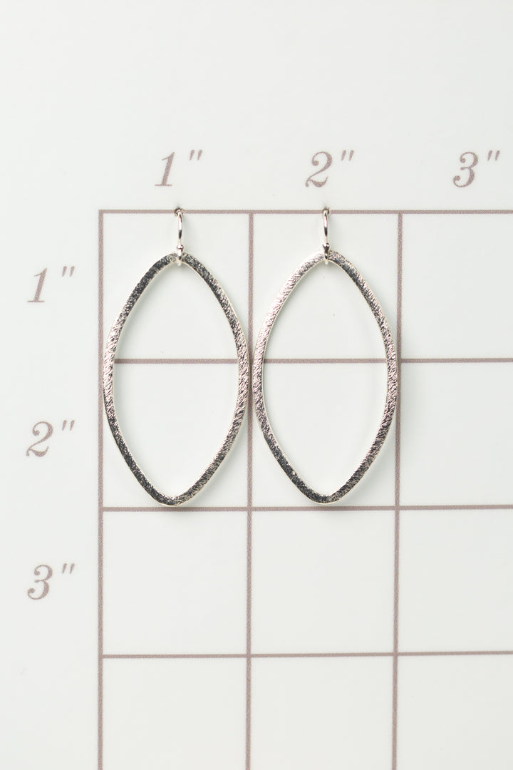 Brushed Silver Oval Frame Statement Earrings