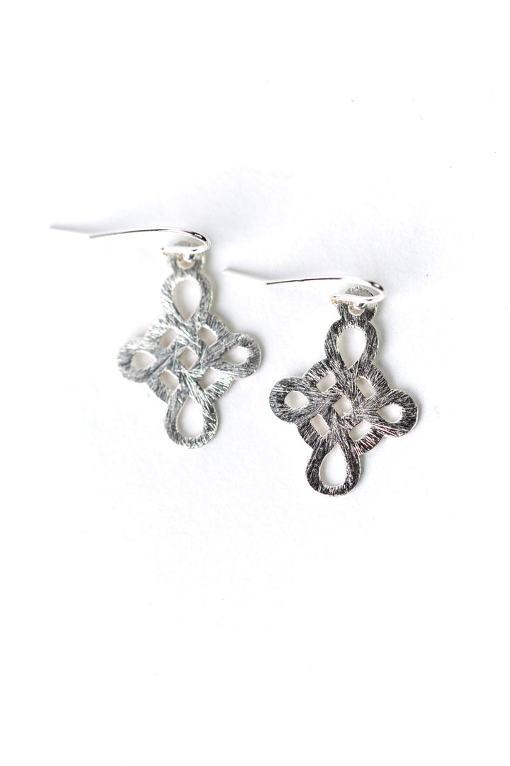 Brushed Silver Cross Earrings