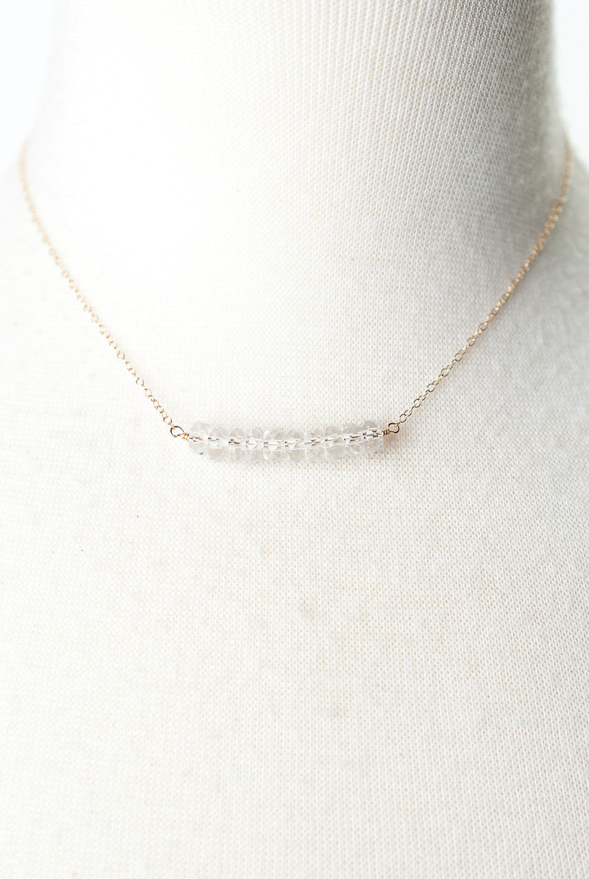 Birthstone 16-18" April Gold Quartz Bar Necklace