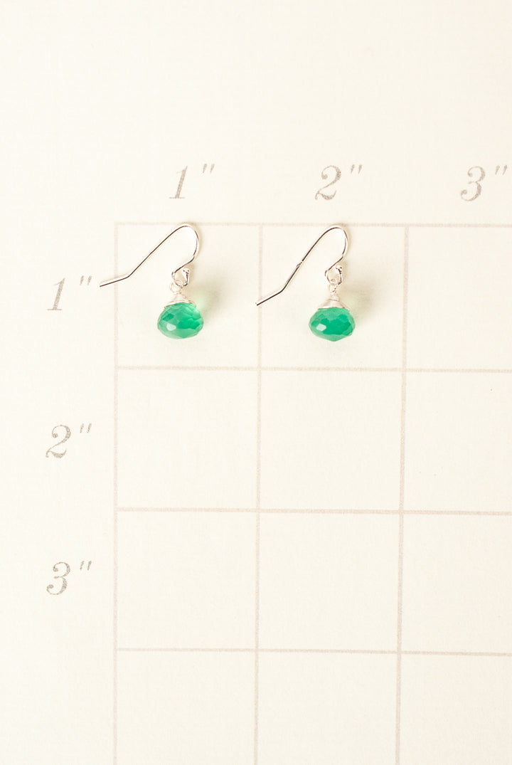 Birthstone May Gold Green Onyx Briolette Earrings