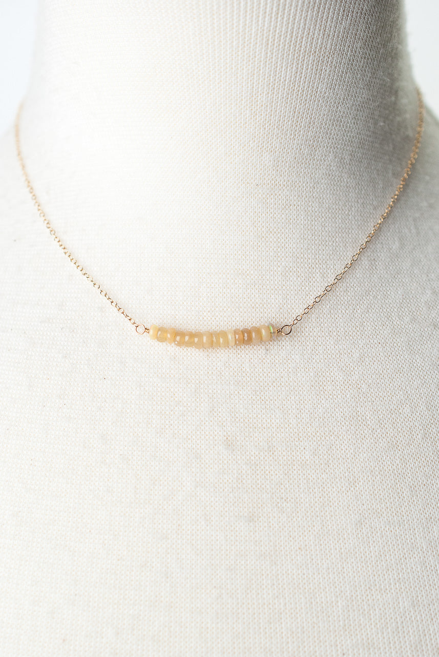 Birthstone 16-18" October Gold Opal Bar Necklace