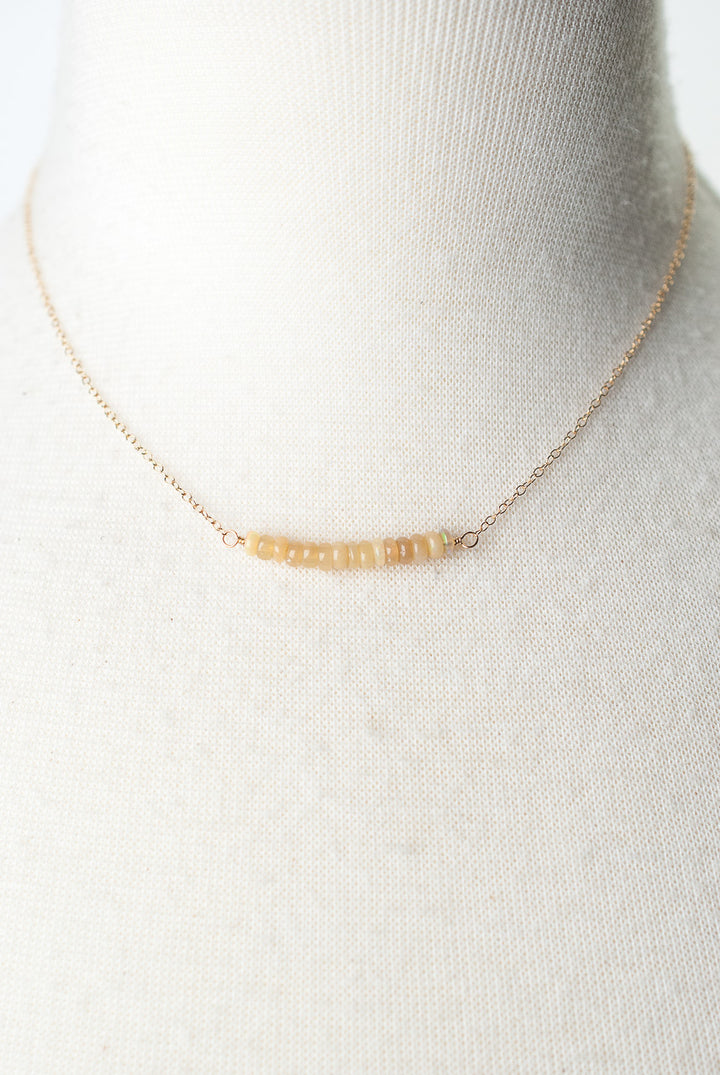 Birthstone 16-18" October Gold Opal Bar Necklace