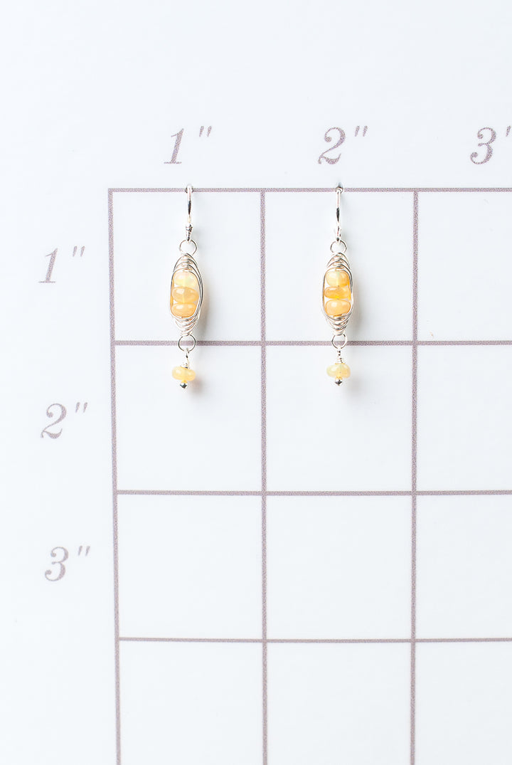 Birthstone October Silver Opal Herringbone Earrings