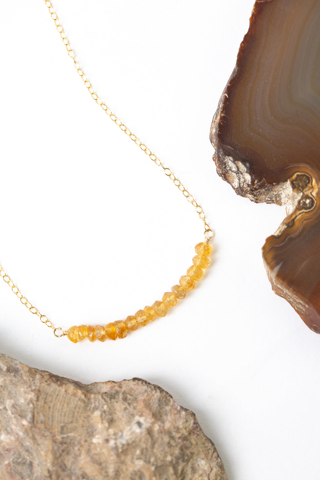 Birthstone 16-18" November Gold Citrine Bar Necklace