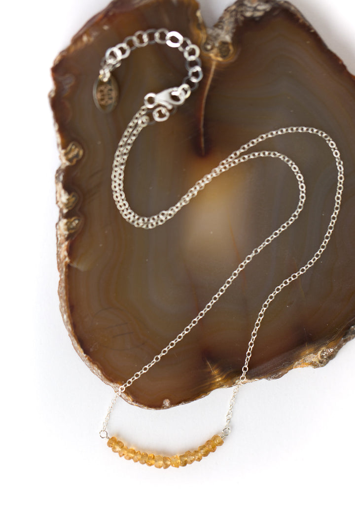 Birthstone 16-18" November Silver Citrine Bar Necklace