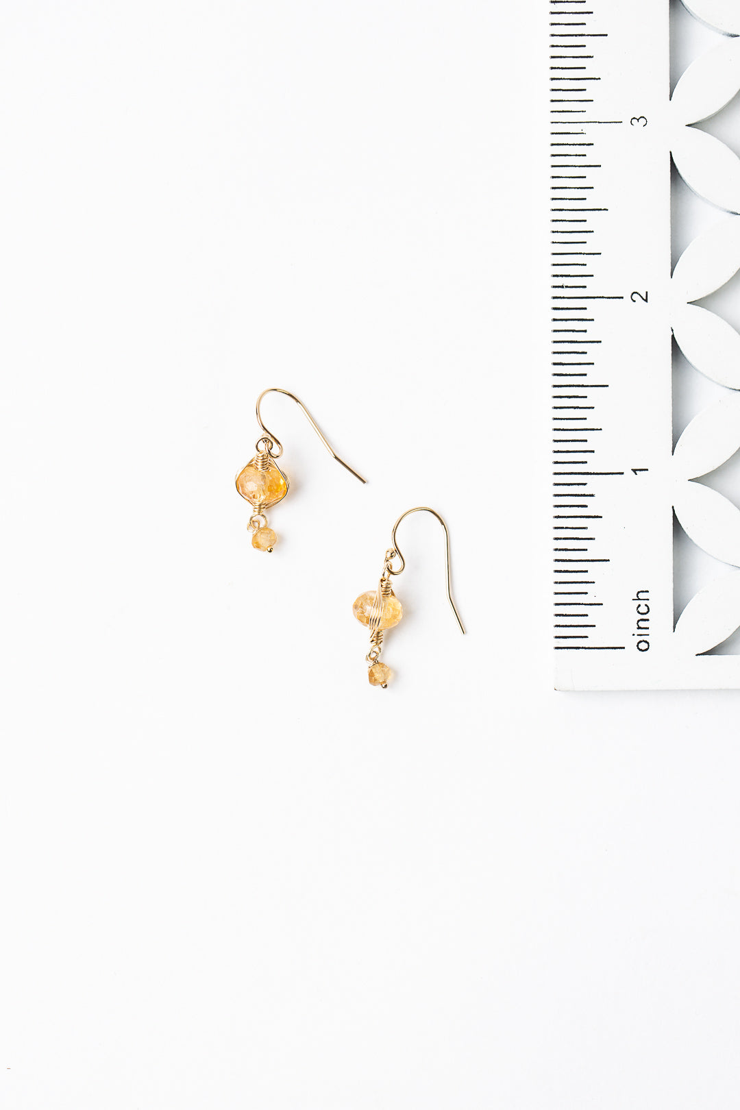 Birthstone November Gold Citrine Herringbone Earrings