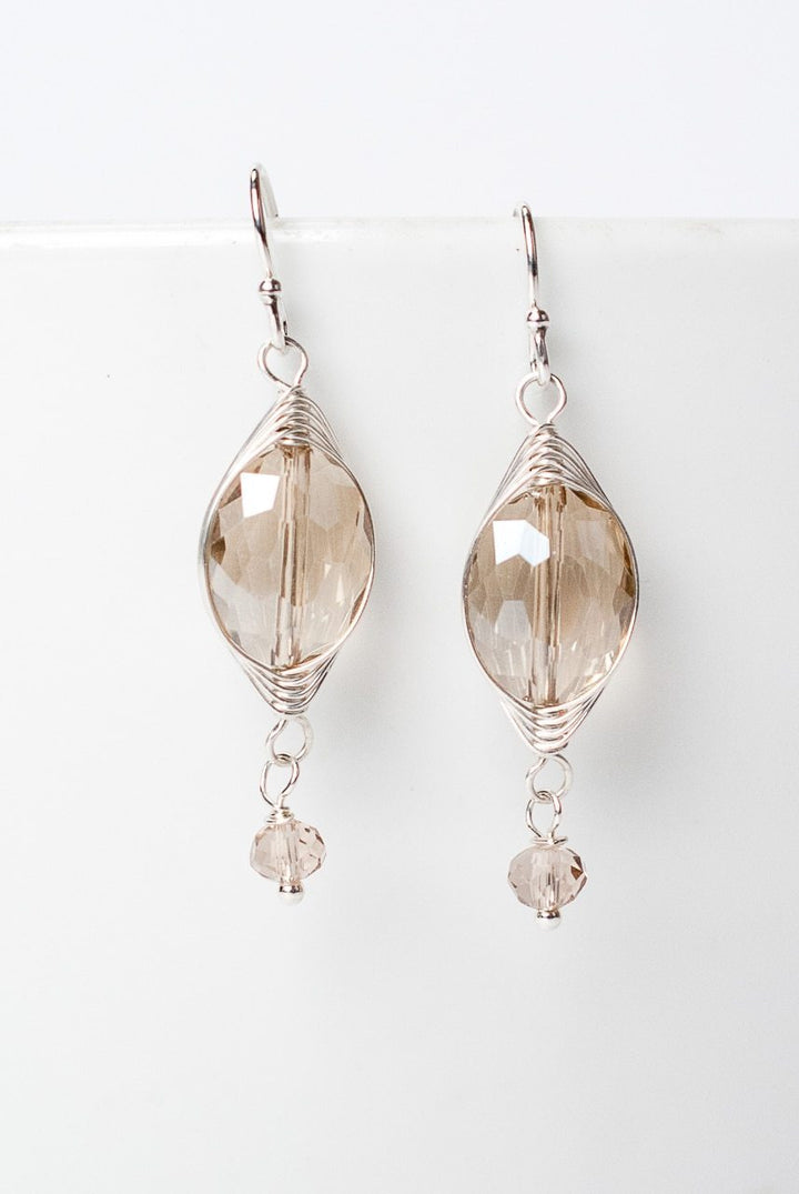 Herringbone Tan Small Oval Earrings