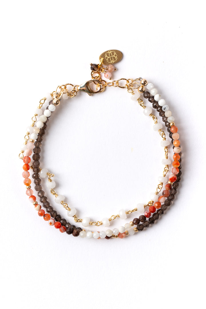 Devotion 7.5-8.5" Coral, Smoky Quartz Multistrand Bracelet