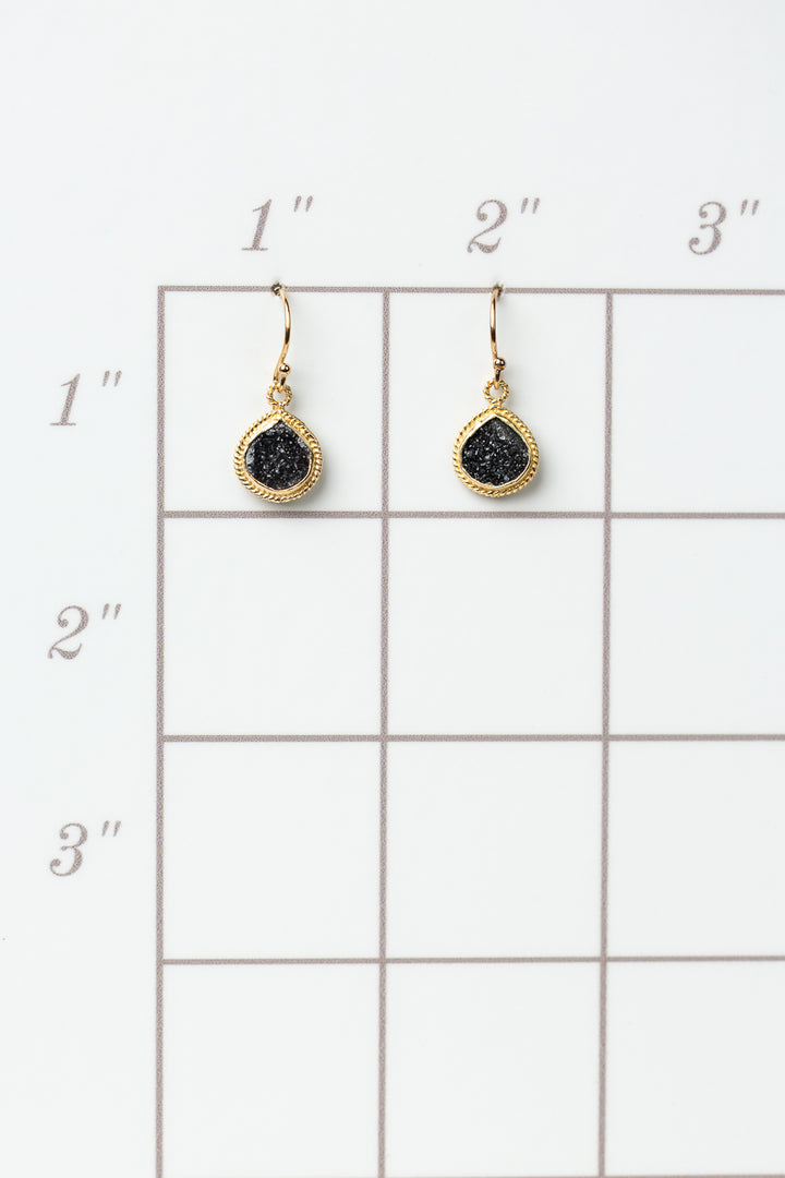 Favorites Black Druzy Bezel Earrings
