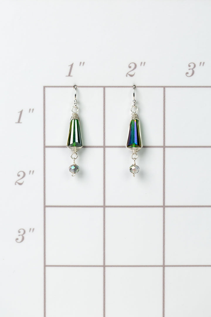 Herringbone Green Crystal Earrings