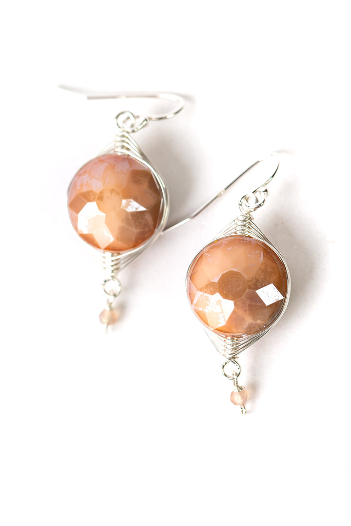 Herringbone Opaque Peach Crystal Herringbone Earrings