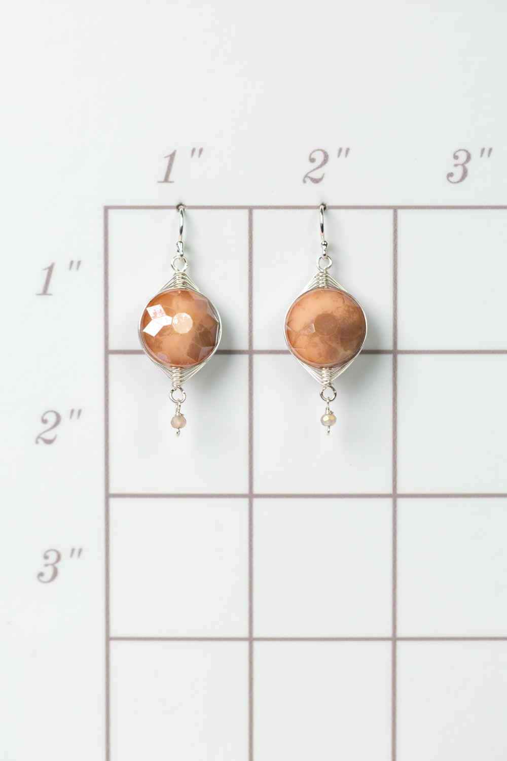 Herringbone Opaque Peach Crystal Herringbone Earrings