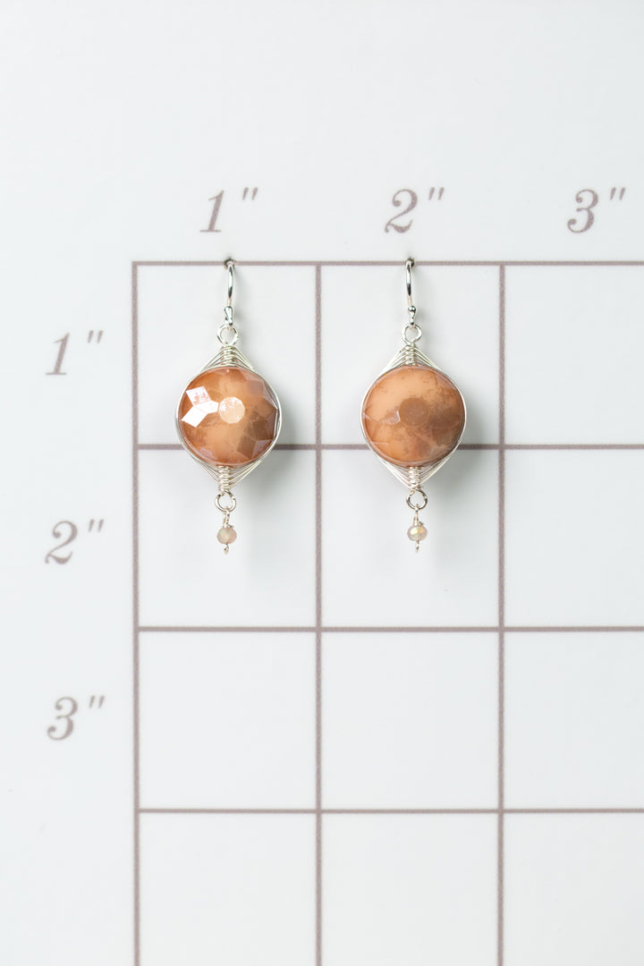 Herringbone Opaque Peach Crystal Herringbone Earrings